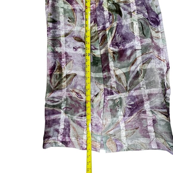 R&M Richards Sleeveless Floral Dress Textured Crinkle Lined Green Purple READ - Picture 8 of 10